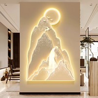 Art déco, peinture murale lumineuse LED, décoration intérieure, peinture pour salon, fond de mur, plaque en cristal de carbone, paysage de montagne