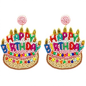 Nouvelles Boucles d'Oreilles Clous Perles Joyeux Anniversaire 2026, Design Gâteau Coloré, Plaqué Or, Bijoux de Fête pour Femme, Tendance et Mignonnes - Product Image 1