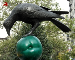 Escultura Moderna de <span class=keywords><strong>Cuervo</strong></span> y Libro en Bronce, Impresión Digital Personalizable, con Fundición para Decoración de Calles y Escuelas - Product Image 6