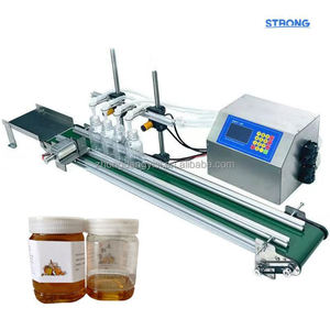 Machine de remplissage automatique de liquides en bouteilles en acier inoxydable, 4 têtes, avec convoyeur, pour jus de fruits, boissons et eau - Product Image 1
