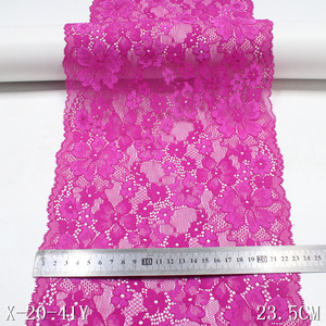 Bright Rose Red Ren Đàn Hồi Ren Cao Stretch Flower Ren 23Cm Rộng Spandex Vải Cho Áo Ngực - Product Image 2