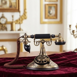 <span class=keywords><strong>Téléphone</strong></span> <span class=keywords><strong>fixe</strong></span> vintage de luxe européen antique à cadran rotatif en bronze avec fonction de recomposition et contrôle du volume pour la décoration de la maison et du bureau - Product Image 3