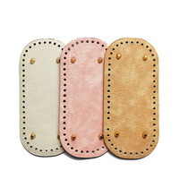 SY 22*10cm Fond de sac en cuir PU fait main, crochet, ovale, accessoires tricotés, fond résistant à l'usure, trous décoratifs, fleurs, plantes