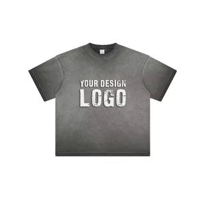 Camiseta de Hombre Holgada Vintage Teñida y Lavada de 275g con Logotipo Personalizado, Estilo Casual para Exteriores, Hombros Caídos, Color Degradado, Talla Grande - Product Image 2