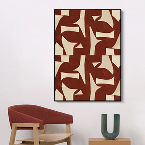 Lukisan cetak seni dinding kanvas geometris, minimalis Modern abstrak merah untuk dekorasi rumah - Product Image 2