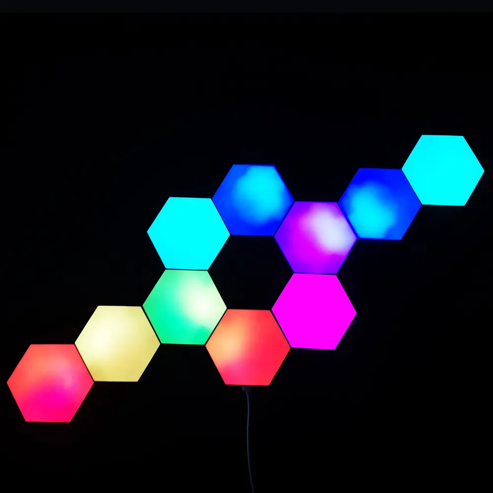 ไฟจังหวะ LED LED โคมไฟหกเหลี่ยมติดผนังสำหรับตกแต่งห้องเล่นเกมในบ้านสินค้าใหม่2024