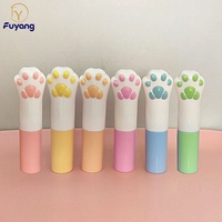 Tube de rouge à lèvres en plastique imprimé à l'écran, forme de patte de chat mignonne, couleur rose, avec applicateur, cosmétique