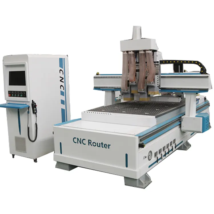 Router Cnc 4 * 8ft Mesin Pertukangan 4 Sumbu 1325 Atc Cnc Router Kayu untuk Pemotong Mdf Pembuatan Pintu Furnitur Kayu