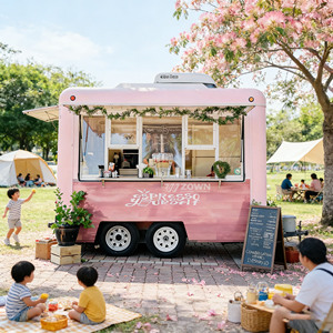 Grand chariot alimentaire mobile à double essieu, restaurant mobile pour les grands événements de restauration - Product Image 1