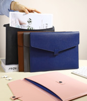 Tas File A4 Kulit PU Logo Kustom, Organizer Dokumen Bisnis, Folder File Bermotif Lembaran Kantor Multi-warna