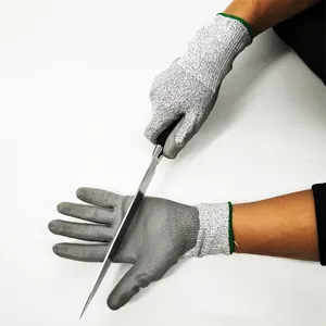 Luvas revestidas de palma de espuma de nitrilo preto com fios resistentes a cortes brancos de calibre 13