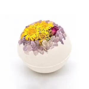 Luxury wholesale gift set vegan natural organic salt flower bath bombs with crystal