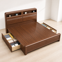 Lit en bois moderne avec tête de lit de rangement pour la vente en gros de meubles de chambre à coucher