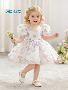 Robe d'été pour bébé fille MQATZ, robe à fleurs pour enfants, robe courte à manches courtes pour filles, vêtements pour enfants décorés <span class=keywords><strong>de</strong></span> fleurs - Product Image 1