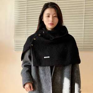 L-6665 Cache-cou <span class=keywords><strong>en</strong></span> acrylique haut de gamme pour femme, style tricoté, avec boutons, collection automne-hiver, cape tendance - Product Image 6