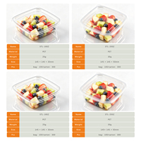 Boîte de conservation carrée transparente en PET écologique de 400 ml avec couvercle, jetable, pour salades de fruits frais coupés, aliments, chewing-gums et sushis