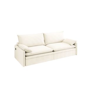 Canapé-lit convertible 3 places inclinable - Tissu Chenille, assise profonde, canapé nuage moderne avec rangement et port USB pour salon et hôtel - Product Image 1