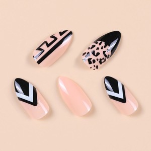 Kit de <span class=keywords><strong>faux</strong></span> <span class=keywords><strong>ongles</strong></span> à couverture complète en ABS écologique, motifs imprimés pré-dessinés, longs <span class=keywords><strong>ongles</strong></span> stiletto, <span class=keywords><strong>colle</strong></span> incluse, boîte de 28 pièces, Finger Rich - Product Image 3