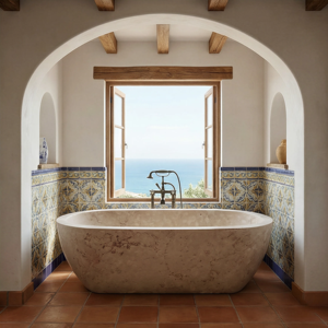 อ่างอาบน้ำรูปวงรีสุดหรูสั่งทำพิเศษสไตล์โมเดิร์น รุ่นโรซ่า บราซิล แบบตั้งพื้น สำหรับแช่ตัวในห้องน้ำ วิลล่า โรงแรม บ้านพักอาศัย - Product Image 6