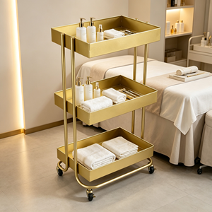 <span class=keywords><strong>Chariot</strong></span> de rangement roulant en métal doré pour salon de beauté, avec roues, pour salon de manucure, coiffure, spa, <span class=keywords><strong>chariot</strong></span> organisateur d'outils - Product Image 5