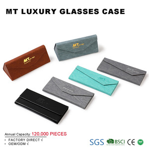Estuches Triangulares Plegables <span class=keywords><strong>de</strong></span> Cuero Hechos a Mano con Logotipo Personalizado, Caja <span class=keywords><strong>de</strong></span> Embalaje para <span class=keywords><strong>Gafas</strong></span> <span class=keywords><strong>de</strong></span> <span class=keywords><strong>Sol</strong></span>, Estuche Negro para <span class=keywords><strong>Gafas</strong></span> - Product Image 1