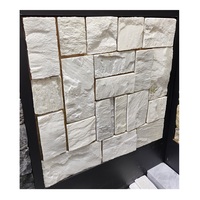 Revêtement mural en pierre de quartzite blanche de style européen pour villa extérieure, pierres de parement, carreaux muraux, pierre empilée, fabrication de marbre fendu