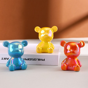 Figura Decorativa de Cerámica de Oso Violento en Miniatura, Adorno Moderno y Colorido para Escritorio, Decoración del Hogar, Regalo Artesanal - Product Image 2