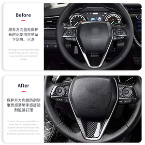 Garniture de volant Toyota Camry, motif en fibre de carbone, revêtement ABS, style classique, accessoire automobile 2018-2021 - Product Image 3