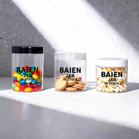 Tarro para galletas de boca ancha personalizado, tarros cosméticos vacíos para mascotas, tarro cosmético transparente de 50ml y 300ml con tapa transparente en blanco y negro