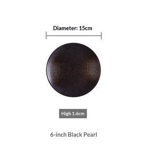 ESTICK Assiette creuse en céramique de style japonais rétro, créative, noire, pour restaurant, avec glaçure colorée personnalisée, assiette en os, assiette de table - Product Image 6