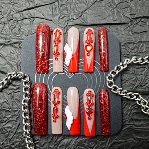 Uñas postizas de acrílico de lujo al por mayor, largas, con forma de ataúd, con estrellas y mariposas, puntas francesas para uso en los dedos. - Product Image 2