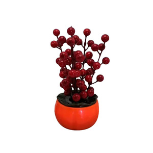 Bonsái de caqui rojo Paulon de 18 cm de altura, planta artificial con frutos para decoración del hogar y accesorios para bodas - Product Image 5
