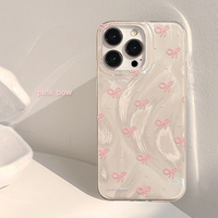 Nouvelle Arrivée Étui de Téléphone Portable en TPU Imperméable et Antichoc Peint aux UV avec Nœud à Pois et Plumes de Luxe pour Femmes pour 17 12