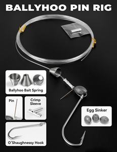 Ballyhoo Pin Rig avec chef mono <span class=keywords><strong>ou</strong></span> fluorocarbone <span class=keywords><strong>de</strong></span> 12 pieds pour appâts <span class=keywords><strong>de</strong></span> pêche à la traîne en mer - Product Image 3