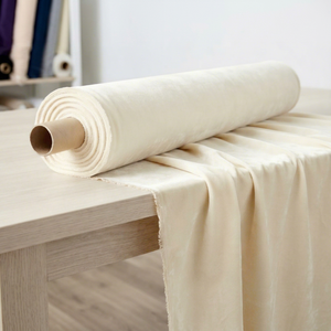 Cream Woven 57'' Cotton Velvet Fabric Roll Soft Textured Home Hotel Use All Season Breathable Polyester for <b>Quilts</b> <b>Bedding</b> - Product Image 1