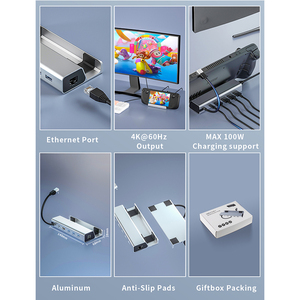 RGEEK แท่นวางไอน้ำพร้อมพอร์ต RJ45,แท่นวางทีวี6 In 1แผงโซลูชันวางดุมล้ออะลูมิเนียม60Hz HD Type-C - Product Image 6