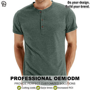 Mode pour hommes personnalisée Henley T-Shirt à manches courtes doux tricot respirant décontracté basique T-shirt quotidien tenue hauts été coton chemises - Product Image 6