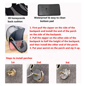 Mochila para transporte de aves, bolsa de viaje con soporte de percha y Canal, doble hombro, transparente, transpirable, jaula para pájaros poros - Product Image 4