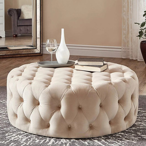 High Quality Ottoman <strong>Chesterfield</strong> Round Ottoman <strong>Pouf</strong> Living Room Ottoman Sofa Chairs Sofa Stool Velvet Foot Stools - Product Image 1