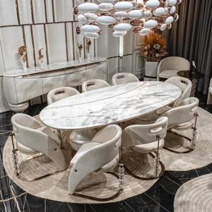 <span class=keywords><strong>Chaise</strong></span> de Salle à Manger de Créateur de Luxe Italien avec Dossier à Boule de Cristal, Meuble pour Villas et Grands Appartements de Luxe Léger - Product Image 4