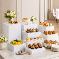 Boîte de présentation de bijoux en acrylique blanc, support décoratif pour fleurs, présentoir à gâteaux/desserts pour mariage et fête, pour buffet et hôtel