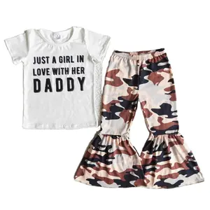 RTS Baju Anak Bayi Perempuan Lengan Pendek, Baju Kaus Atasan Bayi Perempuan Daddy Camo Valentine, Celana Pendek Grosir Anak-anak Lucu
