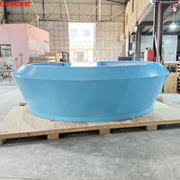 Table de réception de surface solide en Corian de couleur bleue
