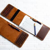Porta Scorecard da Golf in Vera Pelle con Custodia per Penna, Porta Libretto da Golf Portatile per Esterni, Regalo per Golfisti