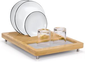 Tapis de séchage pour vaisselle en bambou et pierre, absorbant, en terre de diatomée, séchage rapide, pour comptoir de cuisine, design détachable, moderne - Product Image 3