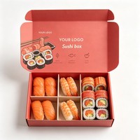 Caja Plegable Biodegradable para Sushi, Caja de Cartón Kraft de Grado Alimenticio de Lujo para Llevar Comida