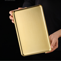 Plateau de service rectangulaire coréen en acier inoxydable gravé, idéal pour le barbecue et les sushis, vaisselle écologique pour hôtels et restaurants (vente en gros)
