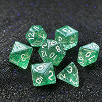 Ensemble de dés polyédriques transparents en acrylique scintillant personnalisés en usine, 7 pièces, pour DND COC RPG, accessoires de jeu de société