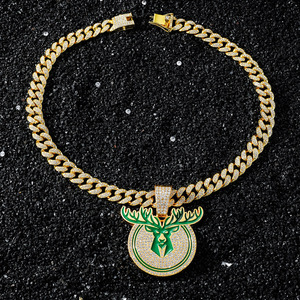 Hot Selling Personalization Popular Design Shine Alloy Deer <b>Head</b> Pendant Necklace Hiphop <b>Style</b> Men's Necklace Wholesale Jewelry - Product Image 4