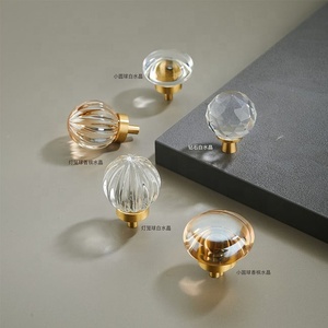 Pumpkin Round <strong>Crystal</strong> Single Small <strong>Knob</strong> <strong>Cabinet</strong> Furniture Drawer Handle Kitchen Hardware Brass Handle - Product Image 3